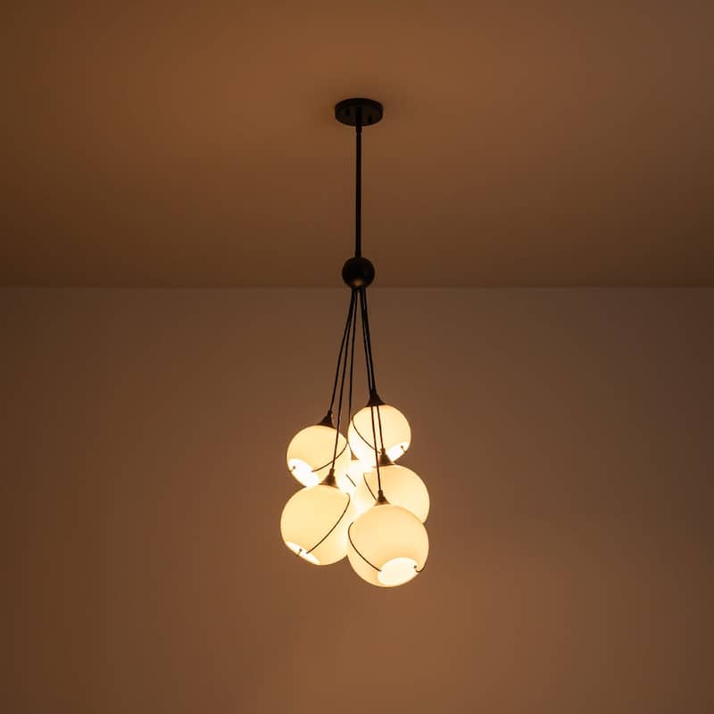 Classic Elegant Milky White Glass Globe Cluster Chandelier