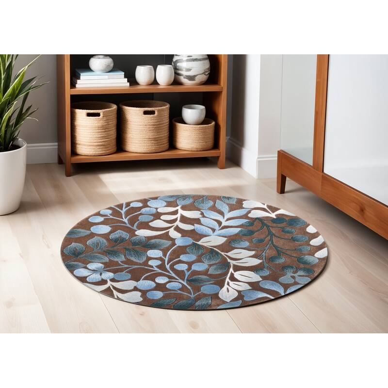 Camox Geometric Stain Resistant Area Rug By HomeRoots - 60' X '60' X '0.5 - 60' X '60' X '0.5 - Natural/Criss Cross - Round