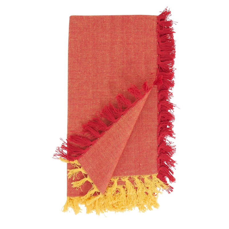 Decorative Cotton Napkins (Set of 4) - Fringe Edge Detail for Dining and Entertaining, 20"x20"