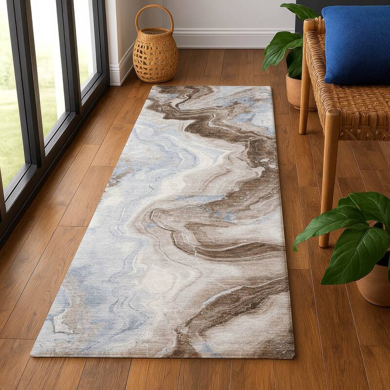 Premium Washable Super Soft Abstract Chic Mayfield Rug - Taupe - 2'3" x 7'6"