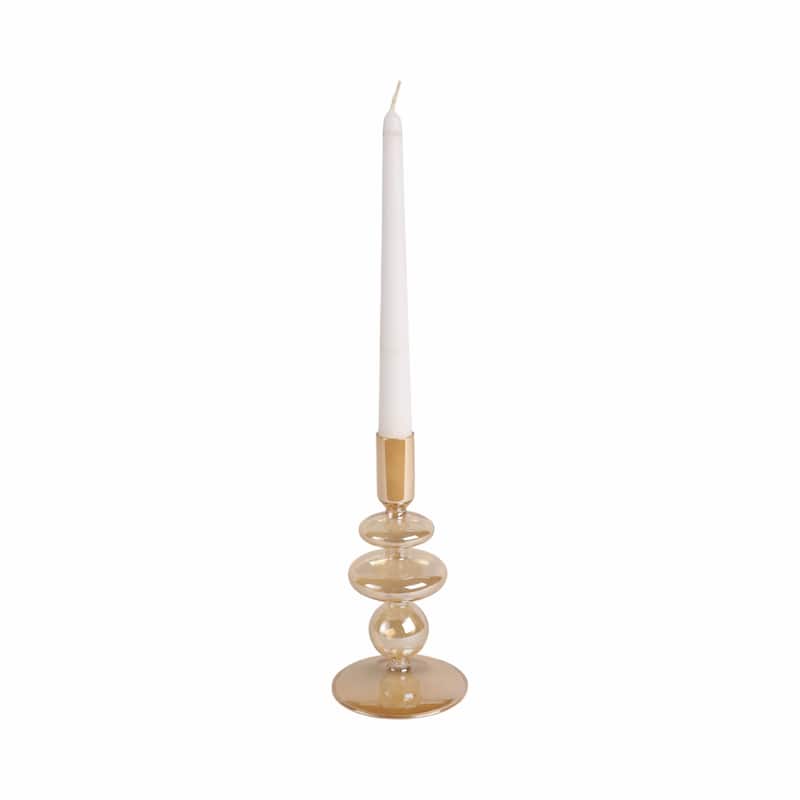 Modern Bubble Glass Candle Holder with Rounded Accent Base