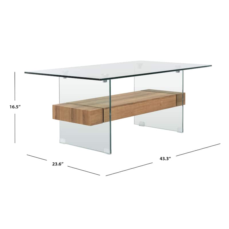 SAFAVIEH Kayley Modern Glass Coffee Table - 43.3" x 23.6" x 16.5"