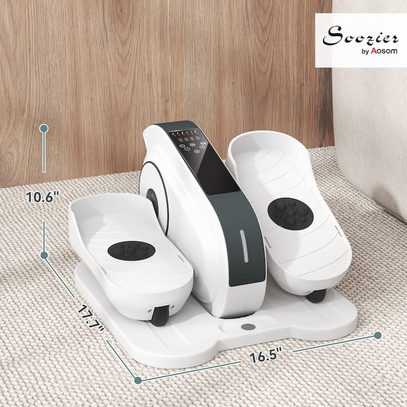 Soozier Under Desk Elliptical Machine, Electric Ellipse Leg Exerciser w/ LCD Monitor, Massage Pedal, Remote Control