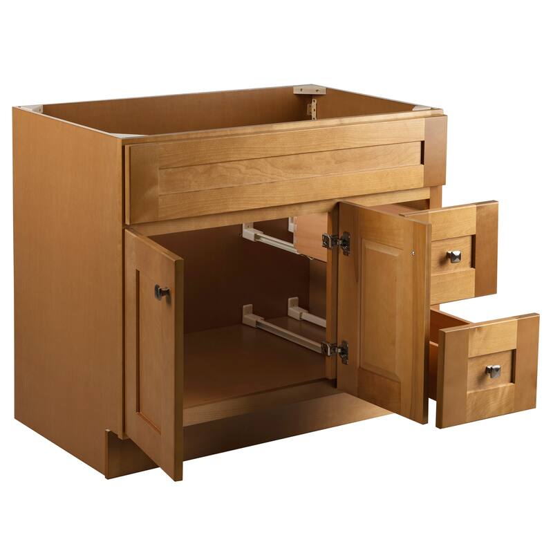 Design House Brookings 36x21 Unassembled Modern 2-Door 2-Drawer Shaker Bathroom Vanity Cabinet Only, Modern Birch