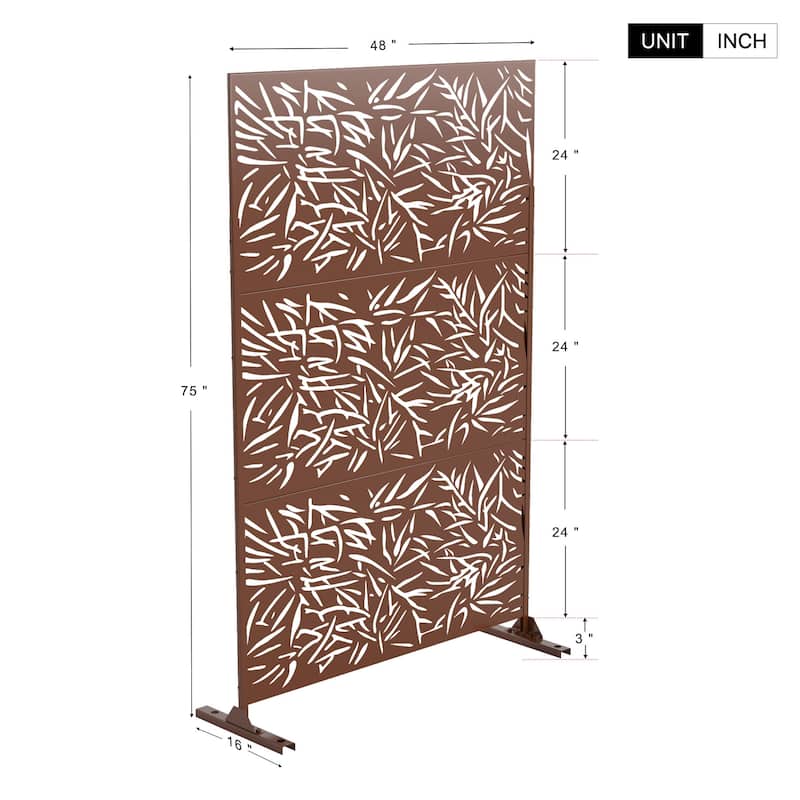 Privacy Screen Free Standing Bamboo Leaves