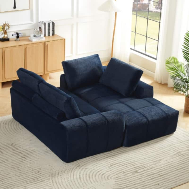 111.4" L-Shaped Mnimalist Faux Fur Sectional Oversized Sofa for Living Spaces