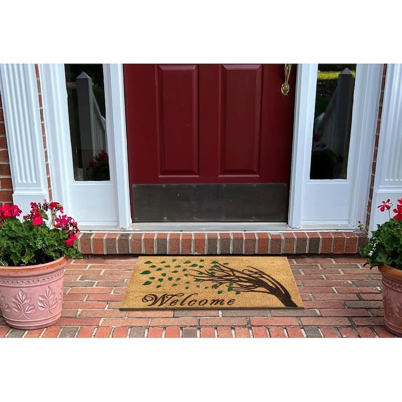 A1HC First Impression Welcome Tree Fade Resistant Flocked Doormat 18" X 30"