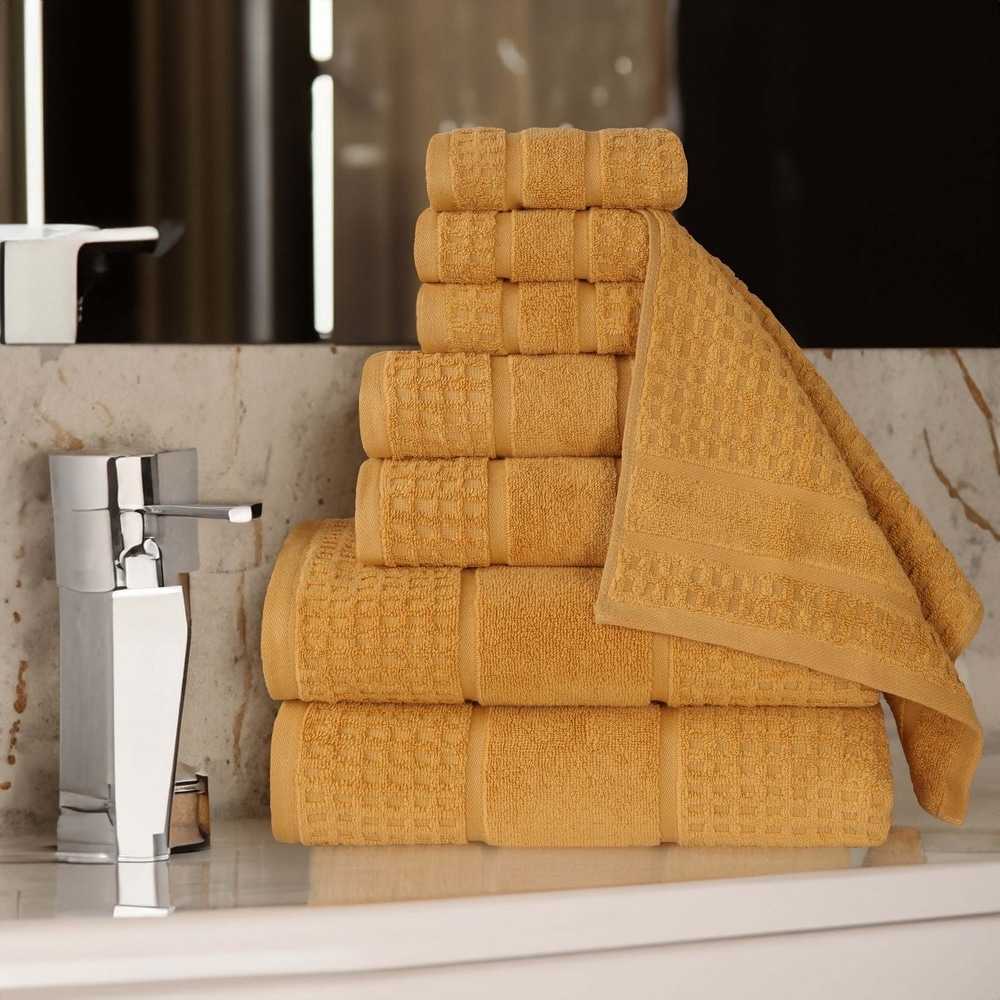 6pc Signature Solid Bath Towel Set Gold - Cassadecor