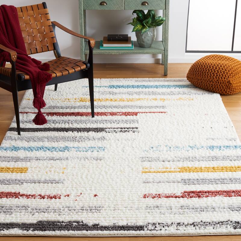 SAFAVIEH Marrakech Anne-Ly Modern Stripe Rug - 4'5" x 6'5" - Ivory/Grey - Rectangle