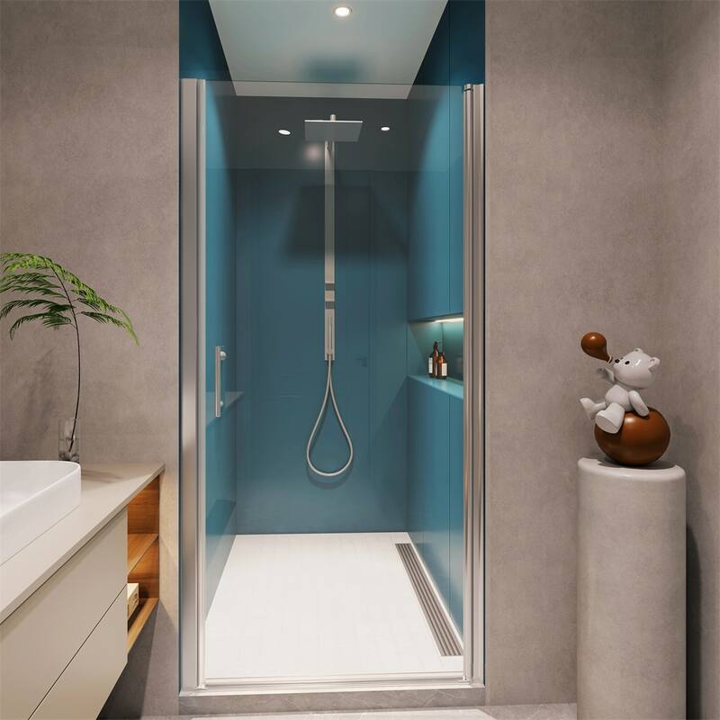 Adjustment Pivot Shower Door with 1/4" tempered glass,Open Outside