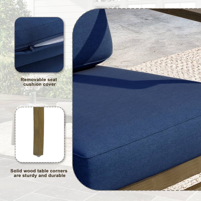 Outdoor Teak Wood Club Chairs with Cushions (Set of 2)