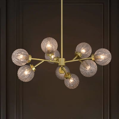 35 in. Mid-century Modern 9-light Dimmable Sputnik Gold Chandelier with UL Certified - 35 inches