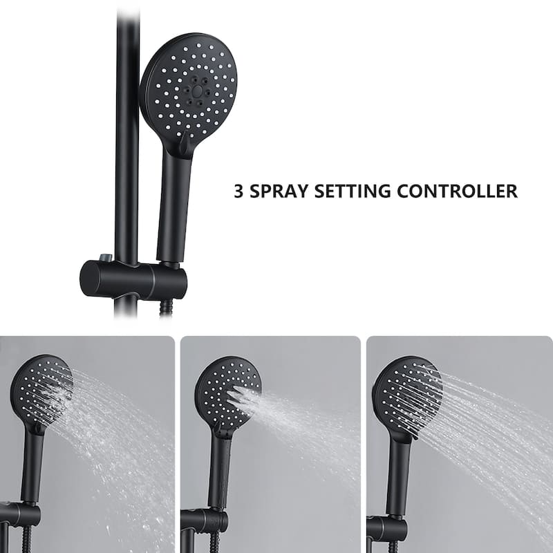YASINU Matte Black 2-Spray Shower System with Handheld shower