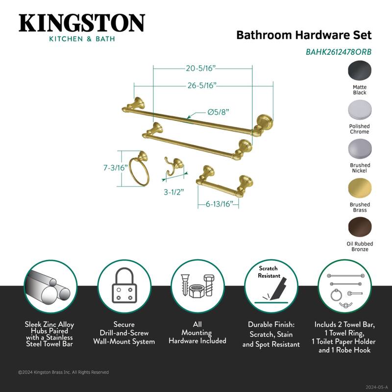 Kingston Brass Provence 5-Piece Bathroom Accessory Set in Oil Rubbed Bronze