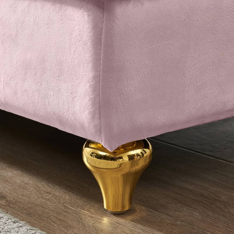 Pink Velvet Chaise Lounge Chair with Storage
