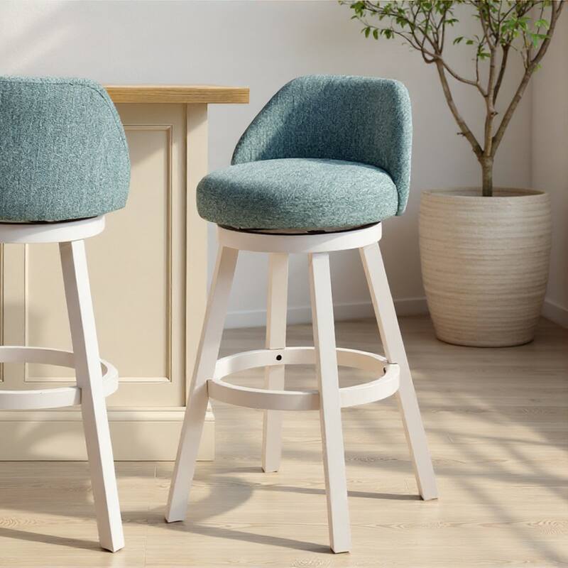 Erika Upholstered Swivel Bar Stool, Counter Height Barstool with Fabric Seat