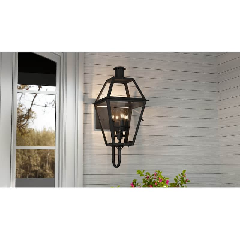 Rue De Royal 4-Light Earth Black Outdoor Wall Lantern