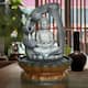 Sitting Buddha Fountain LED Indoor Table Waterfall Fountain Home Decor - Grey