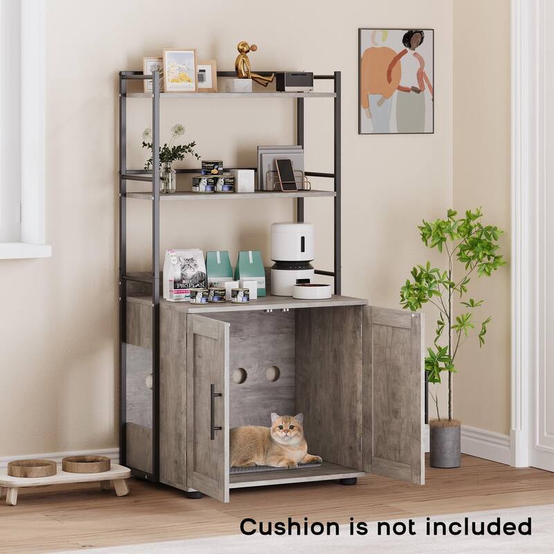 Cat Litter Box Enclosure with Shelf Storage