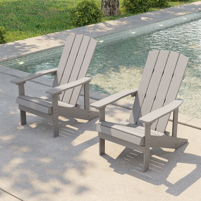 Bonosuki Patio Faux Wood Adirondack Chair Weather Resistant-Set of 2