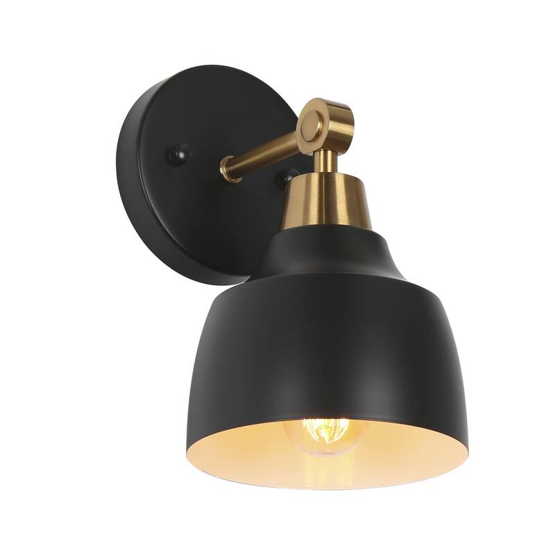 Malryn Modern Black Gold Bathroom Vanity Light Dome Wall Sconces