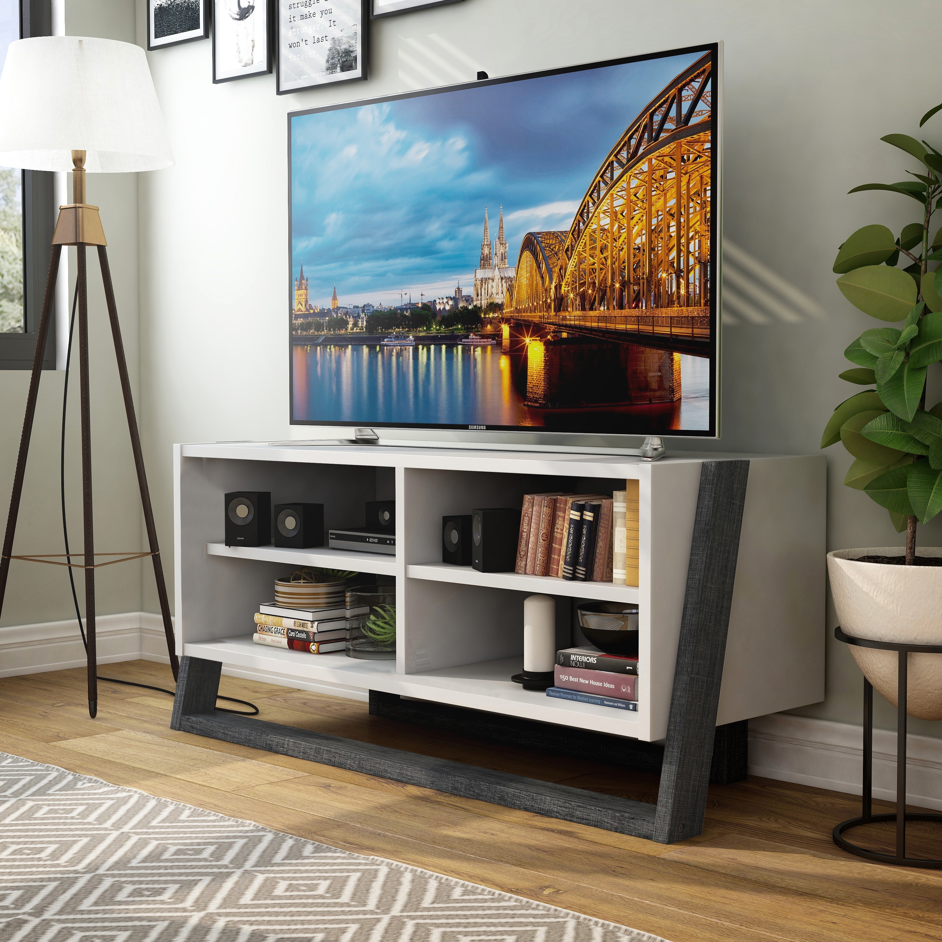 Furniture of America Isabelle Mid-century Modern 4-Shelf TV Console
