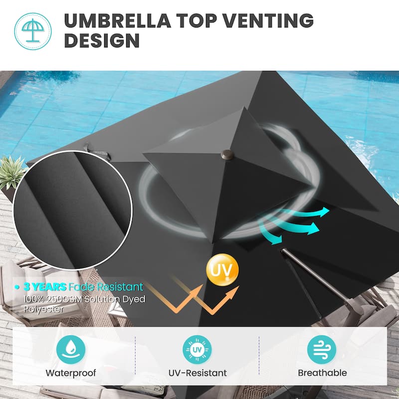 Crestlive Products 11FT Square Patio Offset Double Top Umbrella with Crank