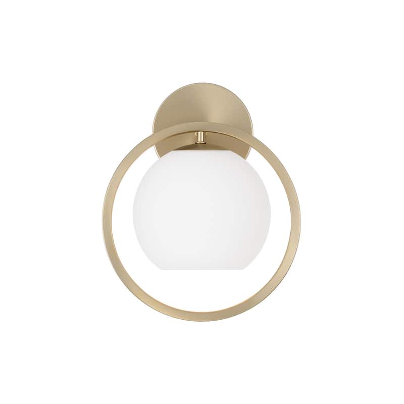 9.5" W X 12" H 1-Light Circle Sconce with Soft White Glass - 9.5"W x 11.5"H x 8"E