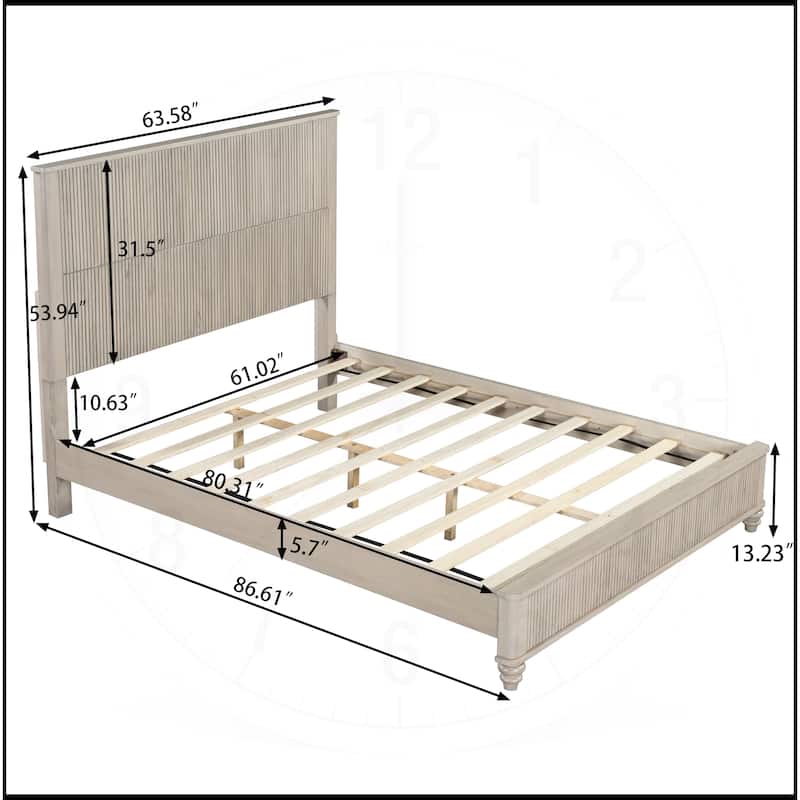 Solid Wood Bed Frame with Headboard