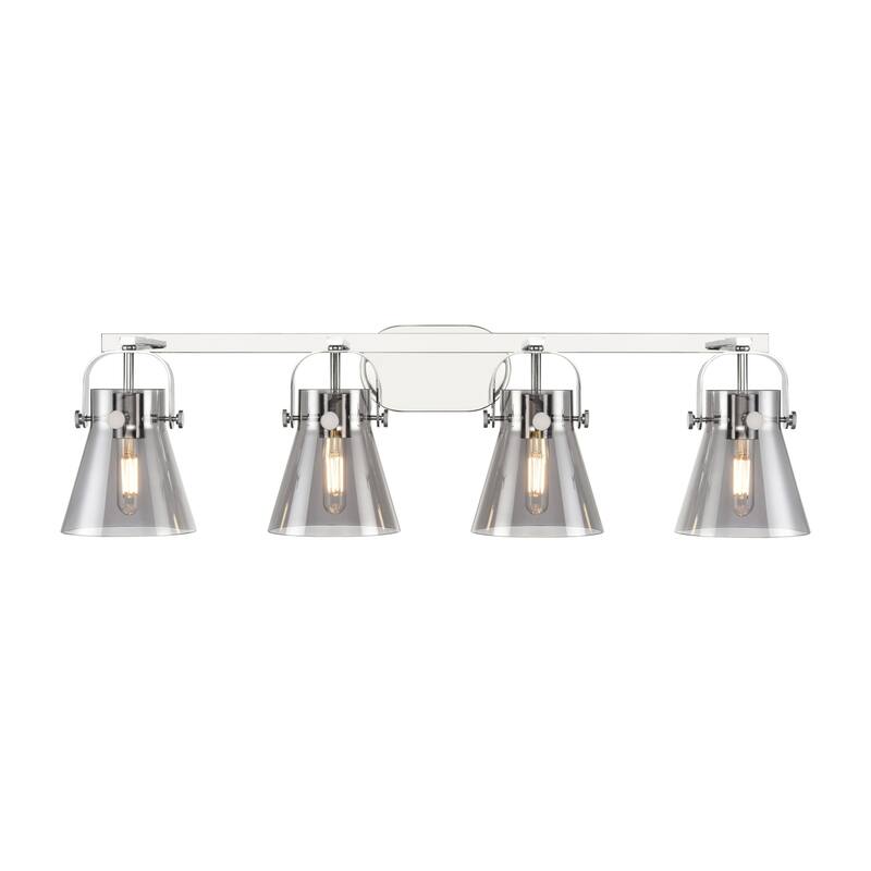 Innovations Lighting 423-4W-10-37 Pilaster II Cone Vanity Pilaster II - Polished Chrome / Plated Smoke