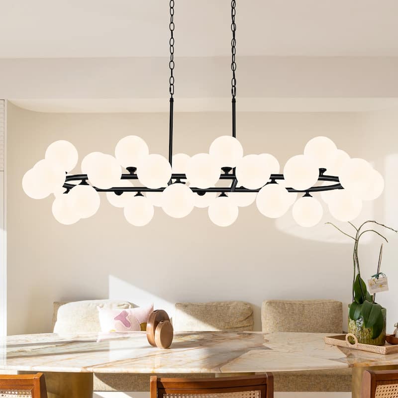 32-Light Mid Century Modern Chandelier Black Sputnik Light Fixture