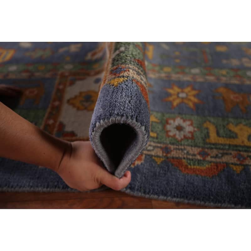 Tribal Geometric Shiraz Oriental Area Rug Hand-Knotted Wool Carpet - 8'11"x 11'6"