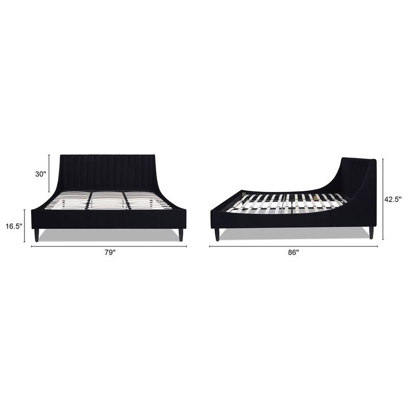 Willow Velvet Upholstered Channel Tufted Platform Bed