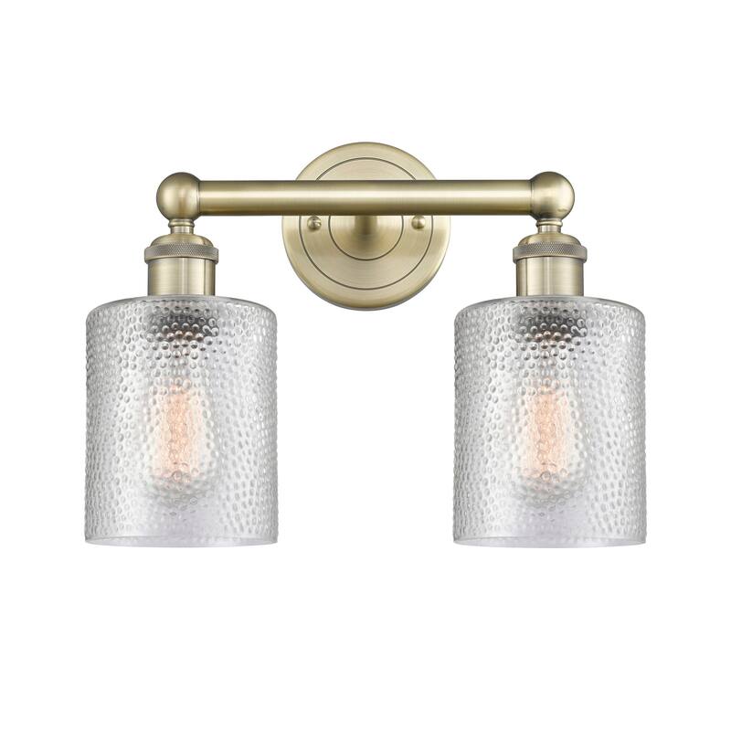 Innovations Lighting 616-2W-12-14 Cobbleskill Vanity Cobbleskill 2 - Antique Brass / Clear