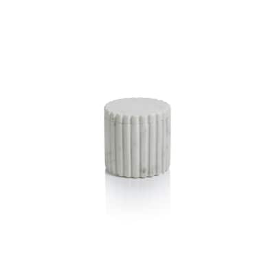 Calabria Fluted Marble Lidded Canister - White