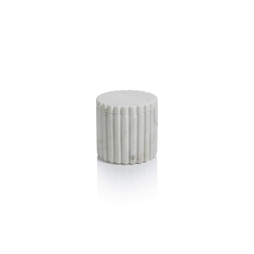 Calabria Fluted Marble Lidded Canister - White