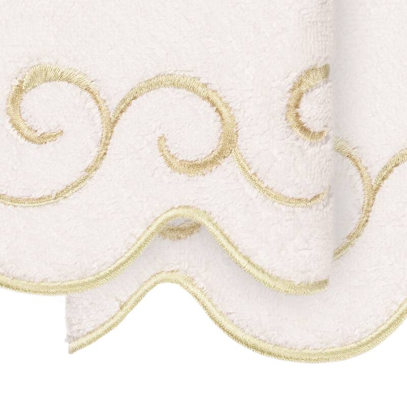 Authentic Hotel and Spa 100% Turkish Cotton SIMPLICITY Scallop Embellished Towel Collection
