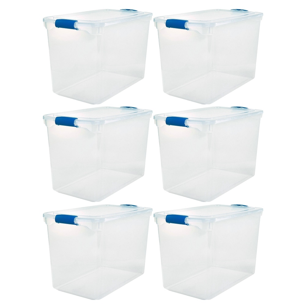 Homz Heavy Duty Modular Stackable Storage Tote Containers with Latching  Lids, 15.5 Quart Capacity, Clear, 4 Pack
