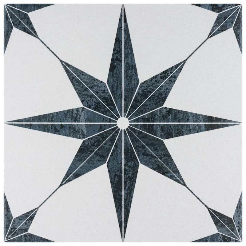 Merola Tile Cassis Stella Black 9-3/4" x 9-3/4" Porcelain Floor and Wall Tile - Case (16 Tiles)
