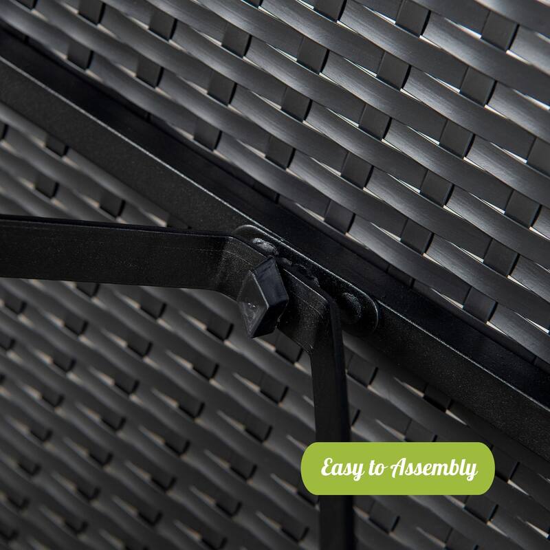 Patio PE Wicker Folding Chair, Teak Wood Bistro Chair Set with One