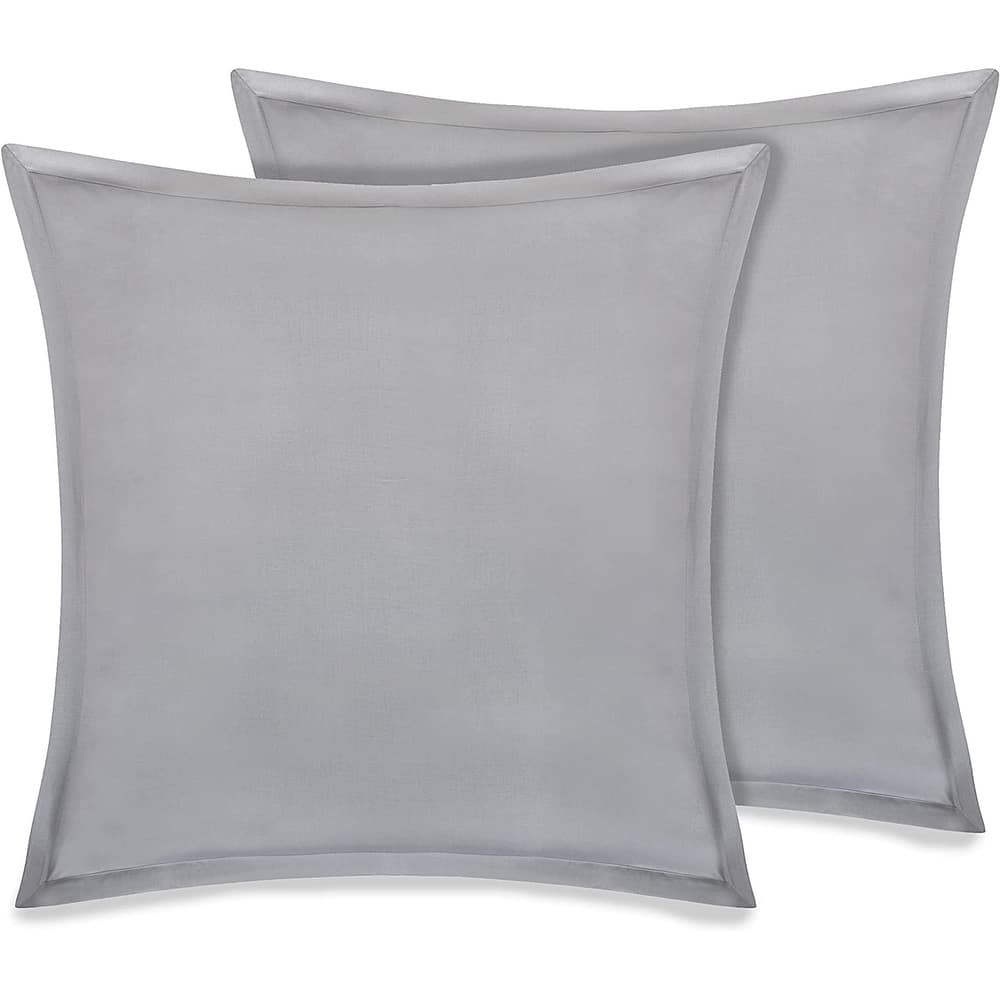 Delara GOTS Certified 100% Organic Cotton 2 Inch Flange Euro Sham Set of 2, Pia Paisley Grey