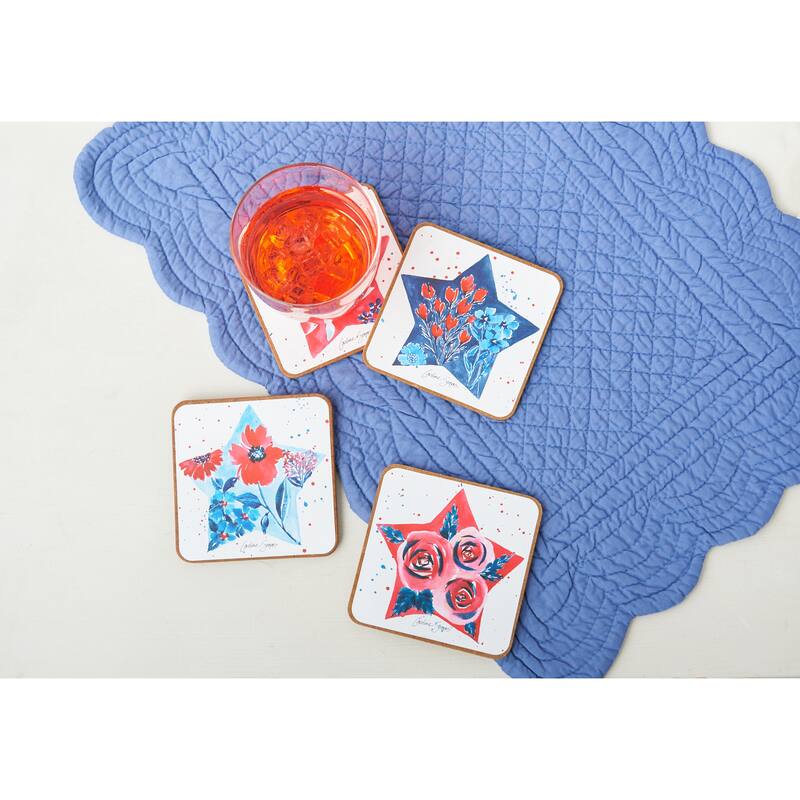 Fourth Of July Coaster Set, Set of 4 - Red - Set of 4