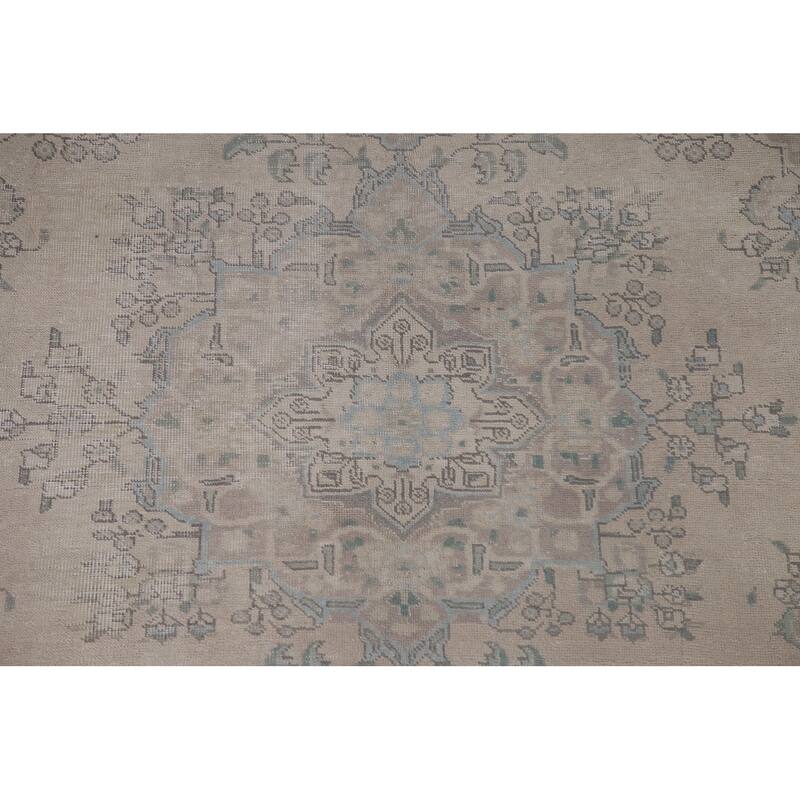 Distressed Tabriz Persian Vintage Rug Living Room Handmade Wool Carpet - 6'4" x 9'1"