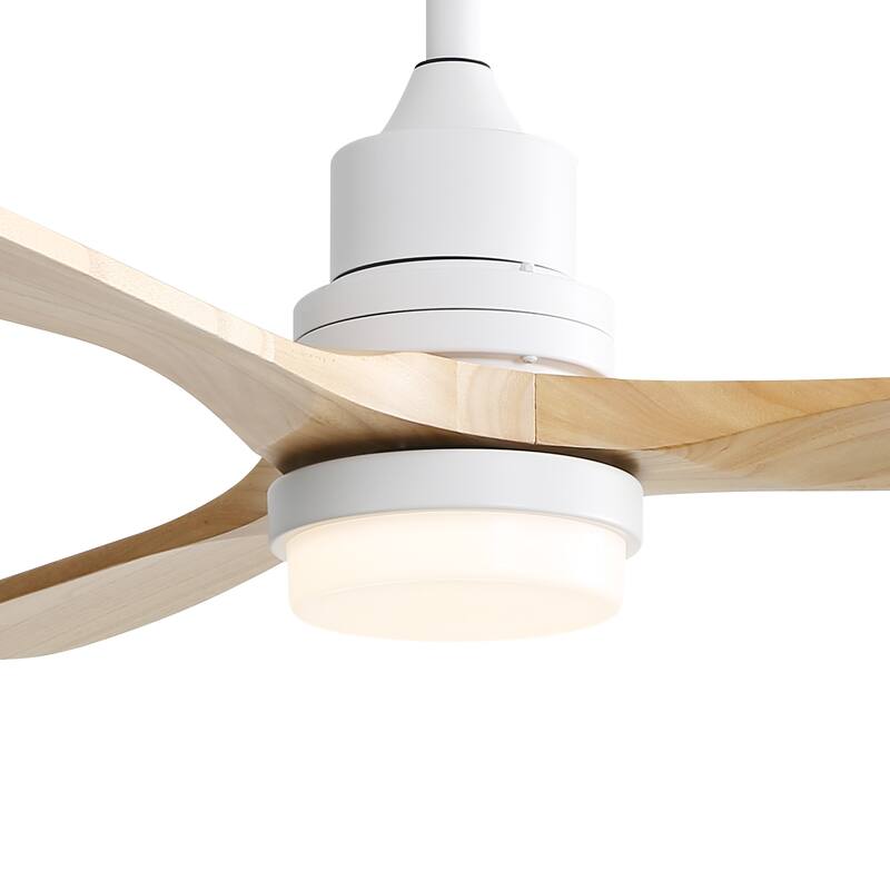 Sofucor 48/52 Inch Ceiling Fan with Light, Solid Wood Blades for Living Room, Bedroom,Smart Optional