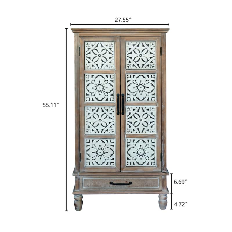 55.12" Tall Tower Storage Cabinet -Wood Sideboard Pantry Cabinet -Buffet Cabinet with Storage with Two Doors And A Drawer