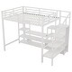 preview thumbnail 10 of 26, Full Size Metal Loft Bed with Stairs, Wardrobe, TV Stand with Storage, and LED Lights, Charging Station