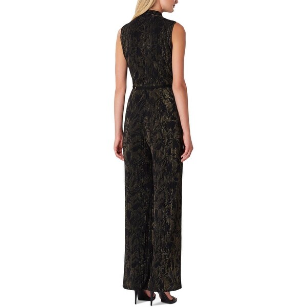 tahari metallic jumpsuit