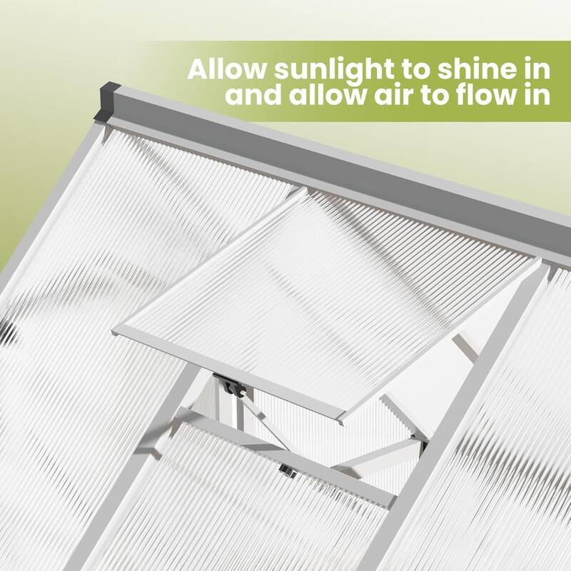 6x11FT Aluminum-Framed Polycarbonate Greenhouse Kit, Sliver - 6*11FT