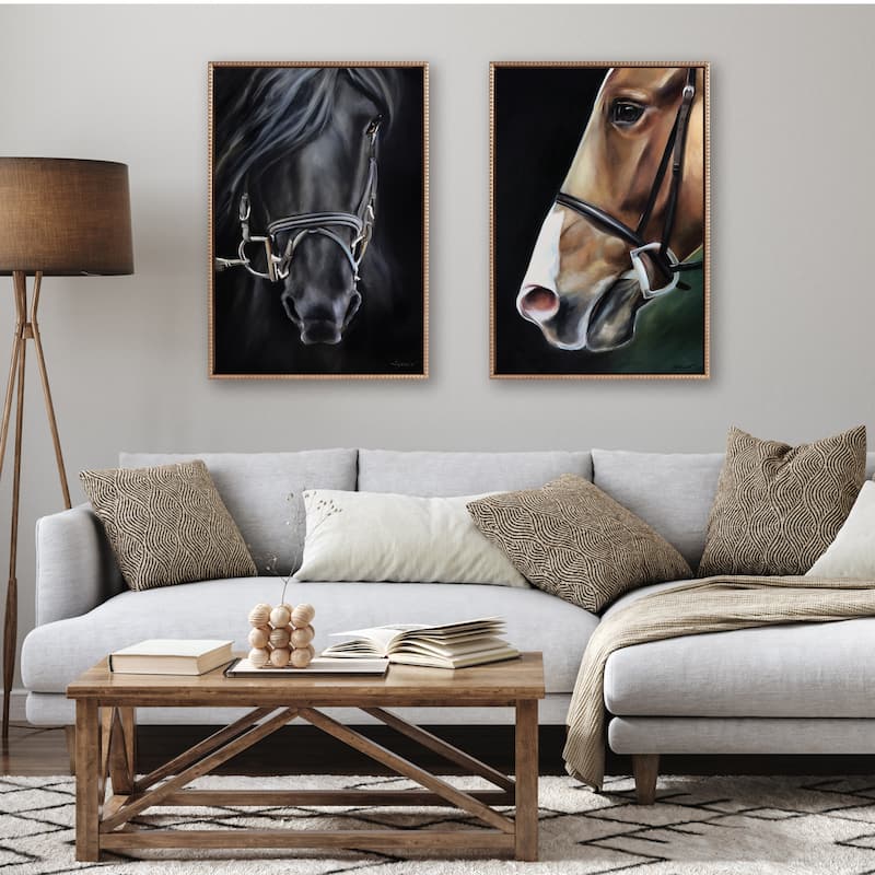 Kate and Laurel Sylvie Beaded Ebony Framed Canvas by Mary Sparrow