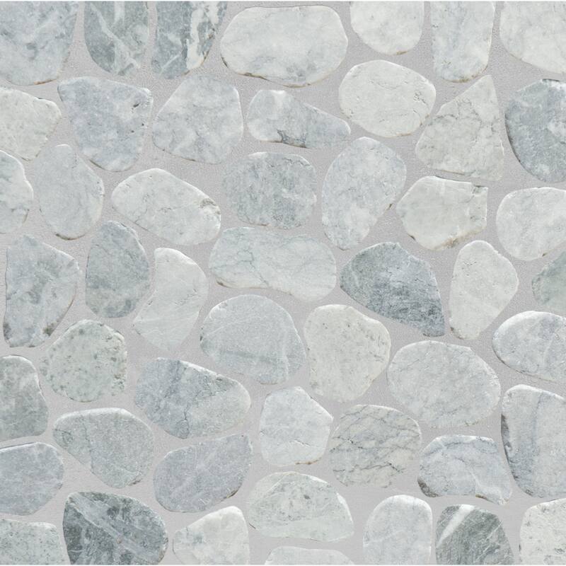 Ice Glacier Sliced Pebble Mosaic, Backsplash Kitchen Walls, Shower and Bathroom Floors 12" X 12" (5 Sqft per case)